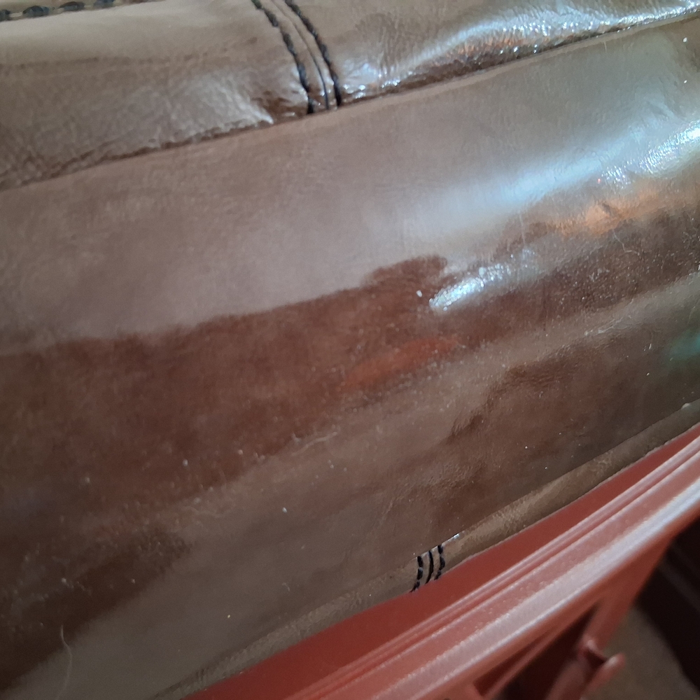 Vintage Brighton Shiny Brown Tote with Silver Accents - Picture 7 of 13
